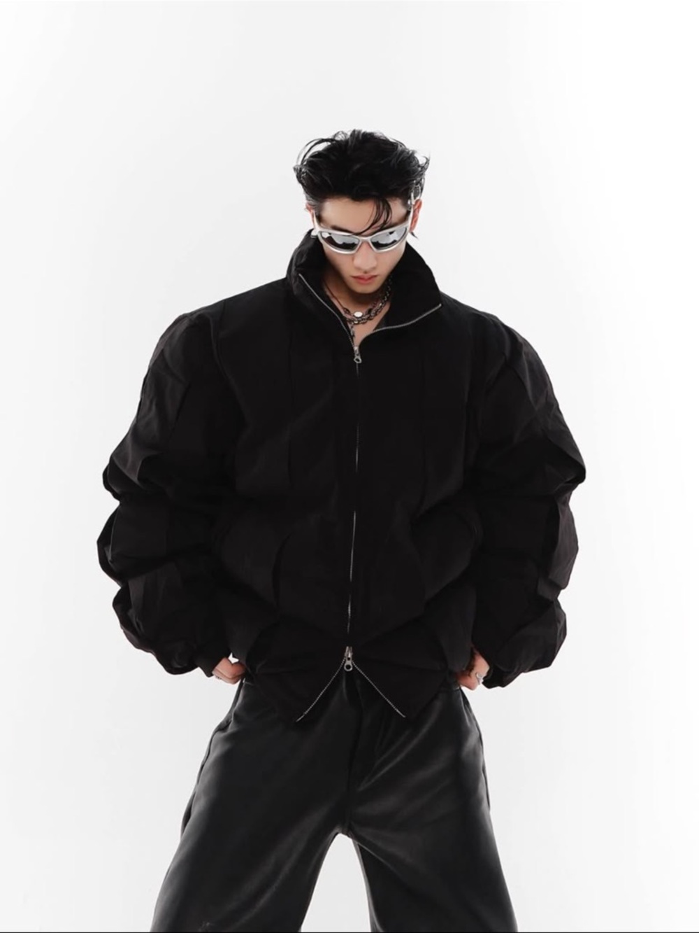 Black Men's Quilted Puffer Jacket
